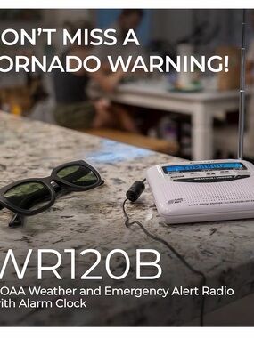 WR-120B White NOAA Weather & Emergency Alert Radio with Alarm